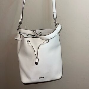 Chaps white leather bucket purse
